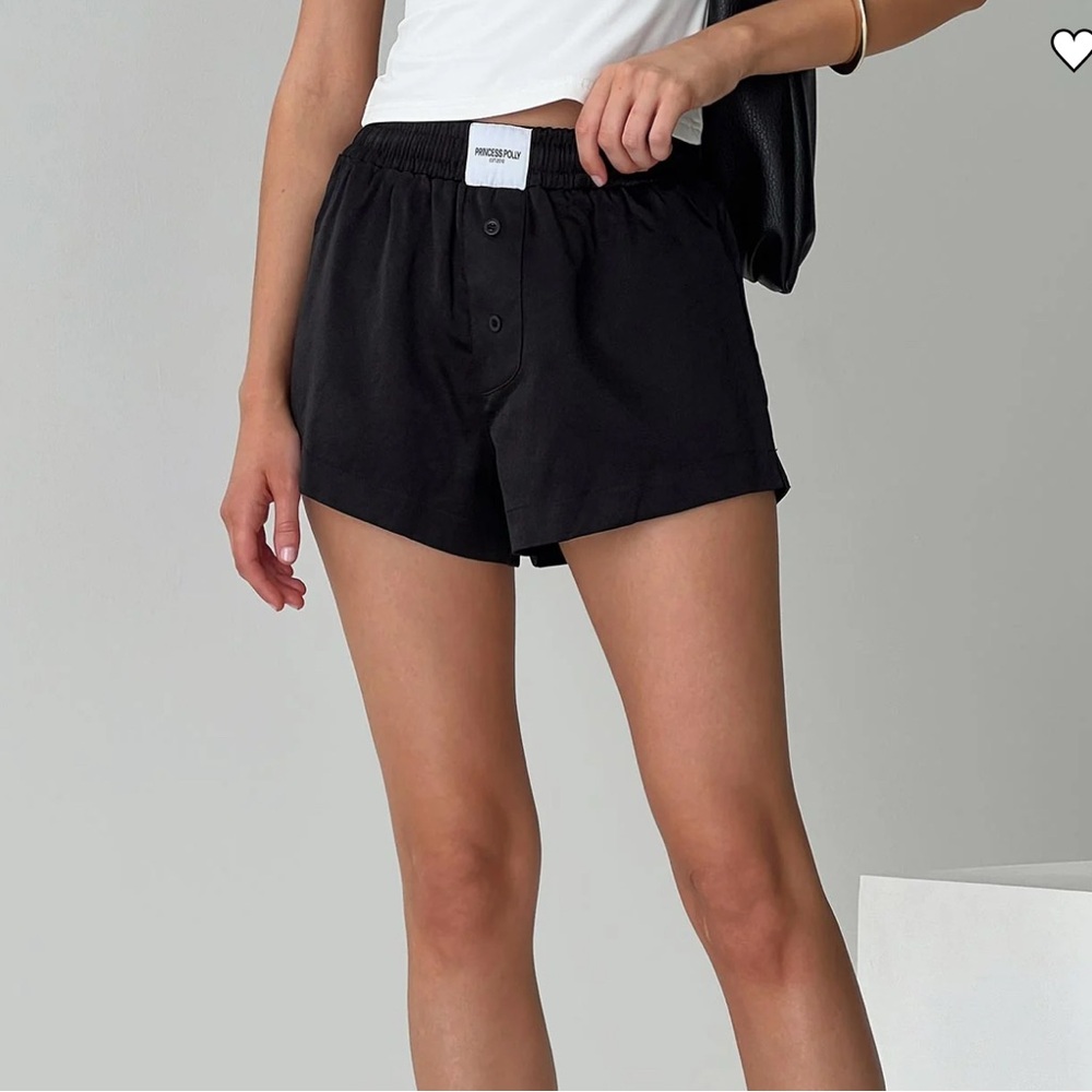 Princess Polly Black Satin Boxer Shorts